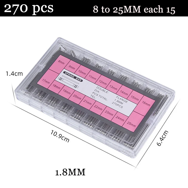 108 Teile/paket 8-25mm Edelstahl Uhr Band Strap Frühling Bar Link-Pins Remover New Silber Uhren Zubehör