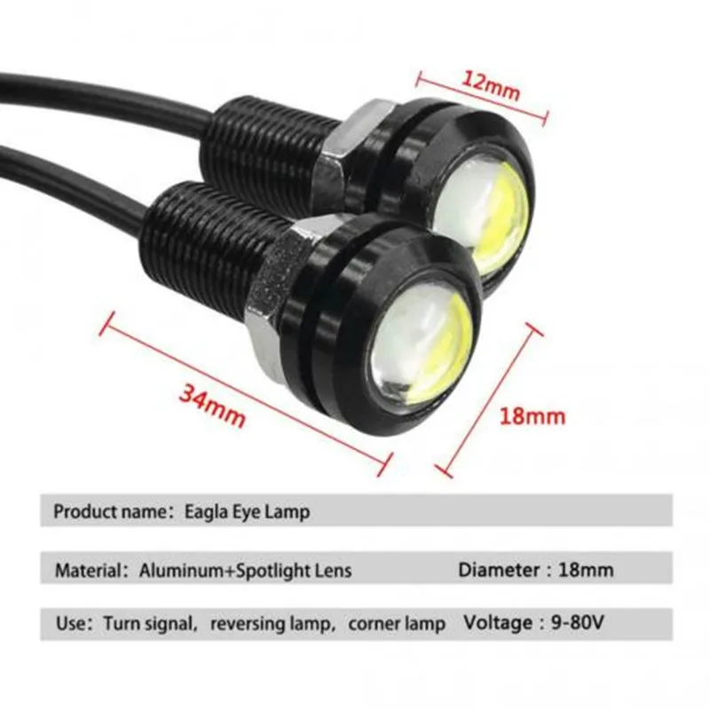 10 szt. 18mm samochodowe Eagle Eye lampka LED 12V światła dzienne DRL Auto parkowanie single do samochodu motocyklowego