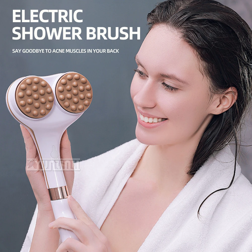 Yunlin Li Electric Bath Brush Rechargeable Waterproof double-headed Massage Bath Brush Wireless Long Handle Strong Back Rub Bath