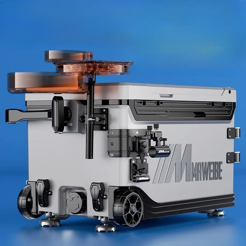 

Ultralight Portable Fishing Box with Rotatable Seat, Multi-Functional 3-in-1 Hard Tackle Storage, All-Terrain Waterproof Cooler