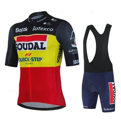 Soudal Quick Step Cycling Jersey Set Summer Belgium Bicycle Breathable Men MTB Bike Clothing Maillot Ropa Ciclismo Uniform Suit