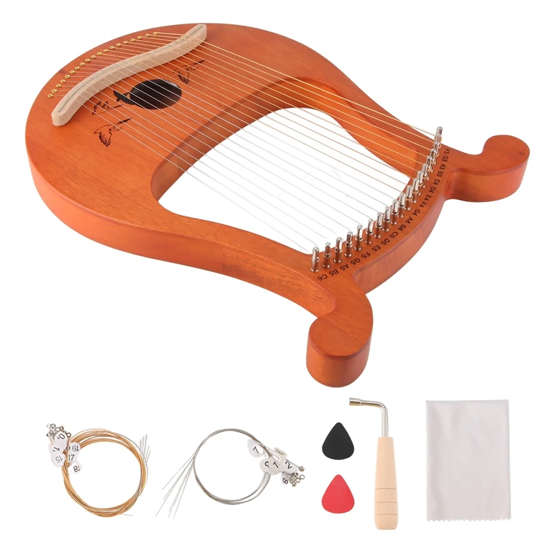 

Top-Lyre Harp,19 String Greek Violin,19 String Lyre Unique Patterns Carved Phonetic Symbols,For Music Lovers Beginners,Etc