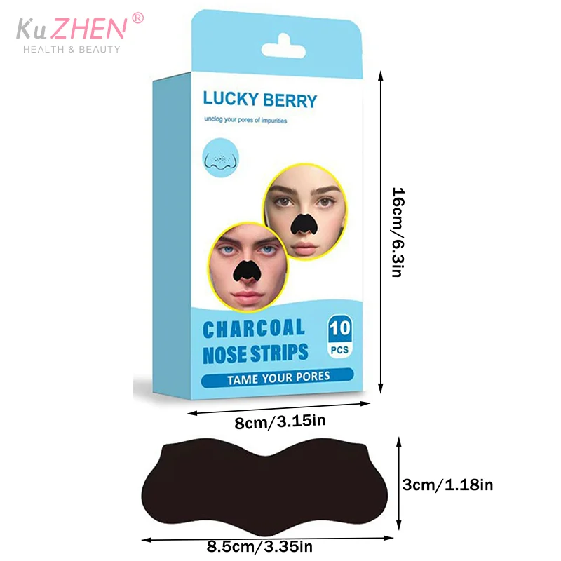 10 Pcs/Pack   Bamboo Charcoal Blackhead Removal Nose Mask Deep Cleaning Pore Acne Strips Nose Care Patch Smooth Skin Beauty Tool