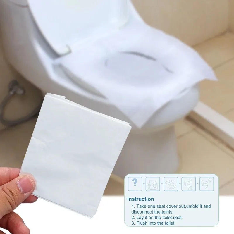 10/100PCS Disposable Toilet Mats Bathroom Soluble Water Toilet Seat Covers Portable Travel Camping Hotel Toilet Seat Paper Pads