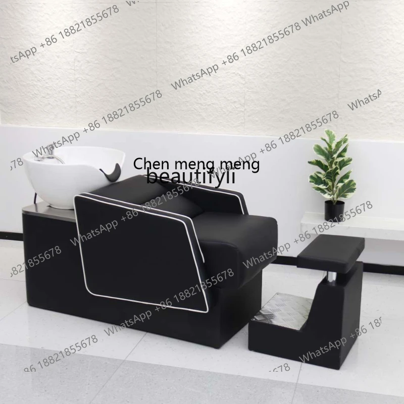 

X New shampoo bed, high-end barber shop, semi-reclining flush bed, ceramic basin, high-end hair salon.