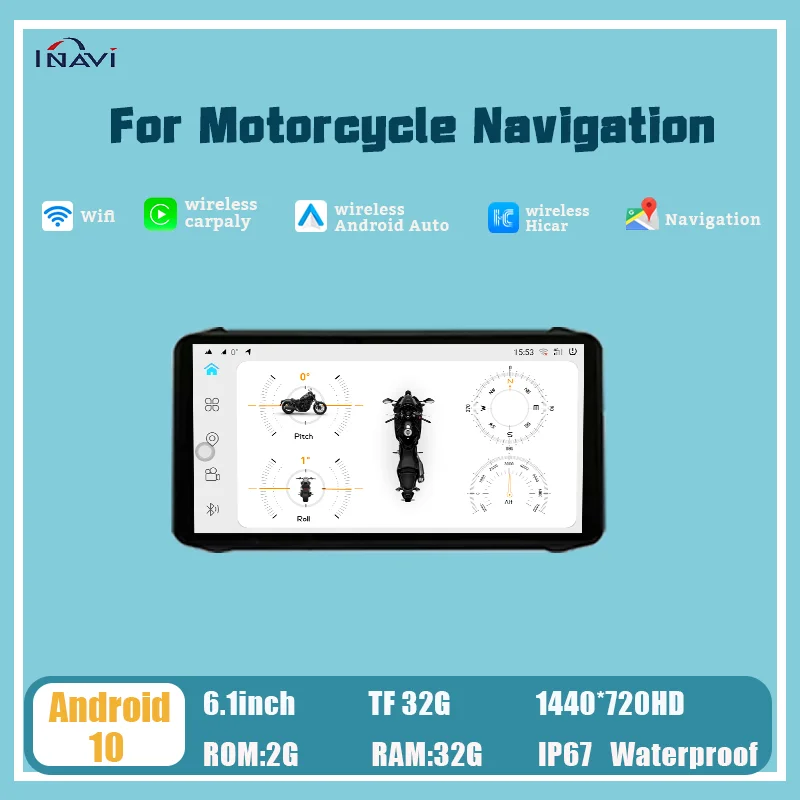 

6,1-дюймовый для W8 мотоциклетной навигации IP67 водонепроницаемый беспроводной Carplay беспроводной Android Auto DVR рекордер GPS WIF
