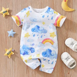 Newborn Baby Clothes girl Boy Cloud printing Jumpsuit Summer Short Sleeve Romper 0-18M Infant Toddler Pajamas One Piece Outfit