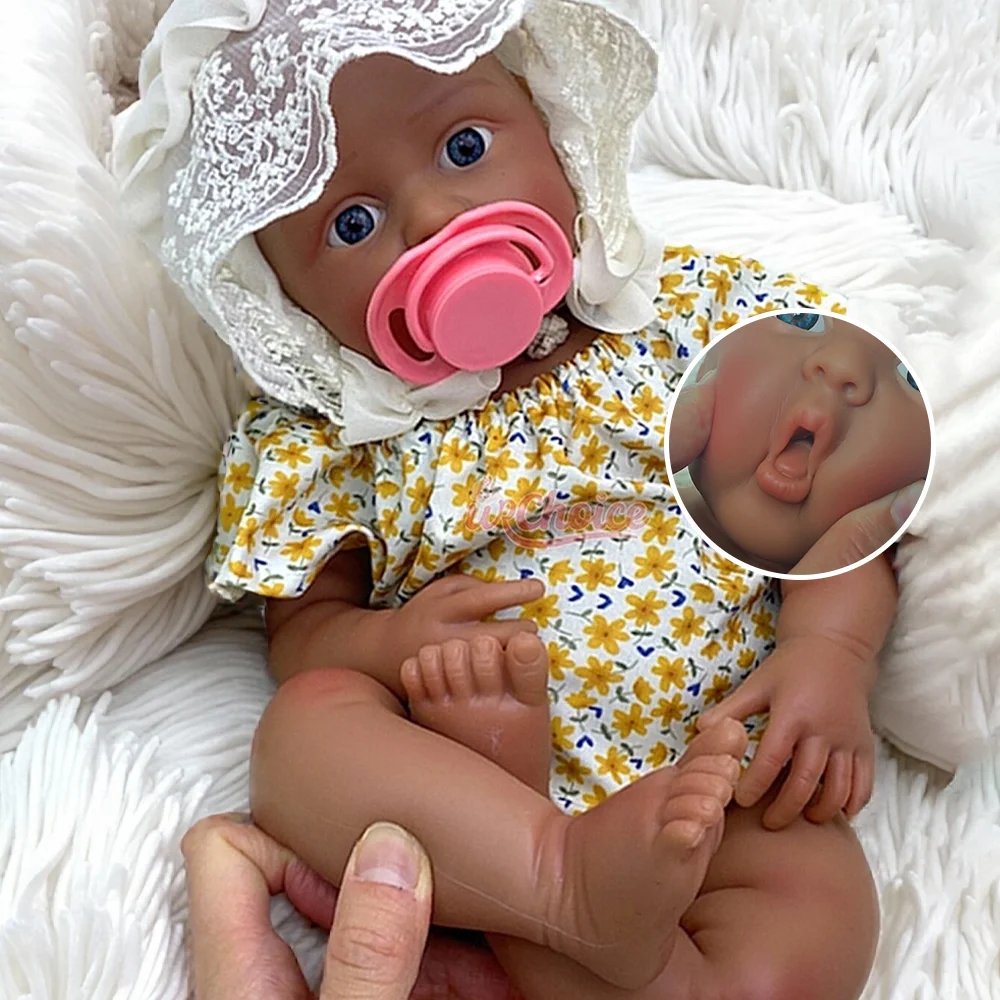 

18" Handmade Painted Silicone Reborn Baby Doll Girl Open Mouth Realistic Visible Veins Newborn Doll Birthday Gift Collection
