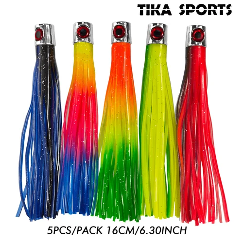 Imagen 1 del producto Señuelo de pulpo con falda, 5 uds., con cabeza para bricolaje, juego pesado de agua salada, cebos de pesca, señuelo Marlin