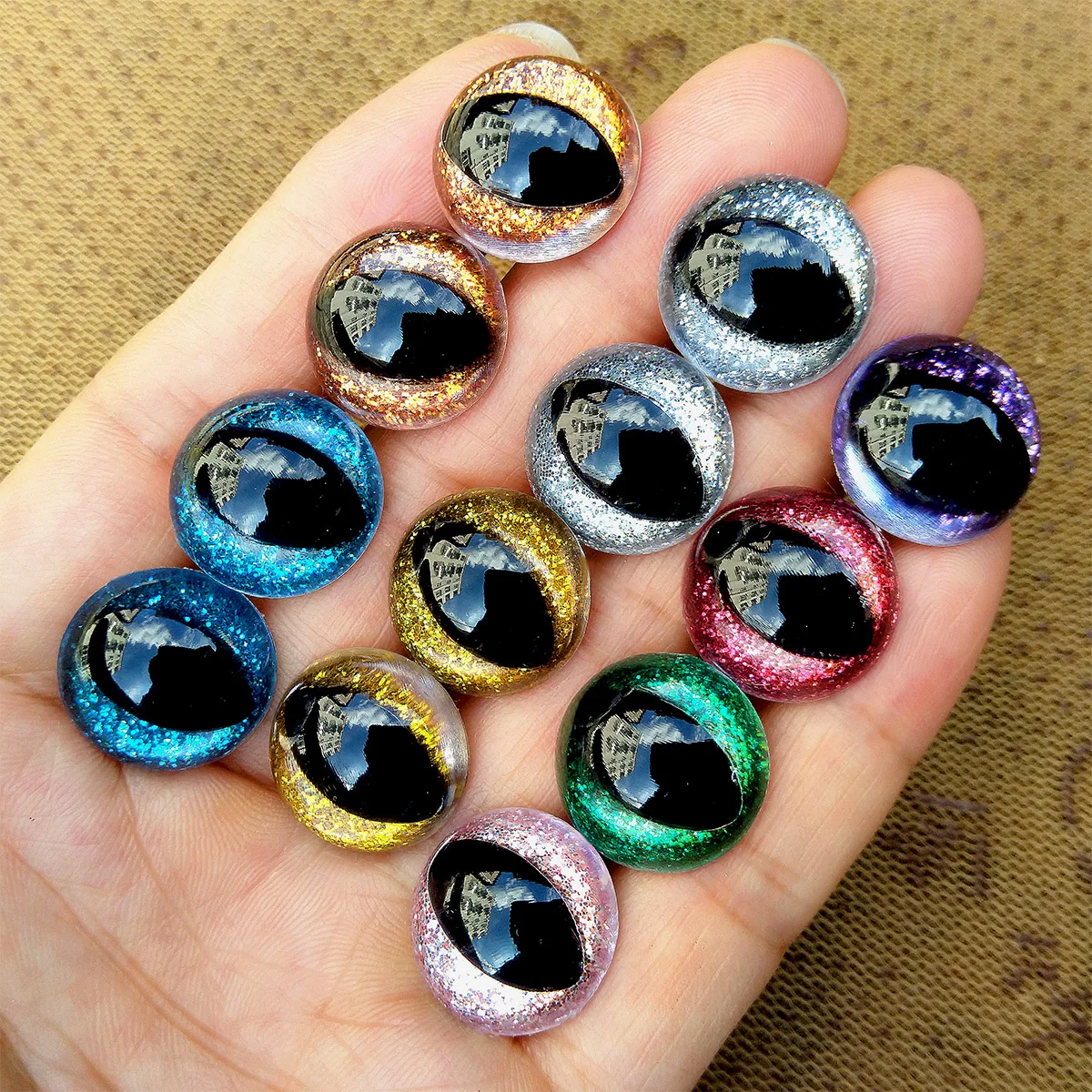 20pcs 3D Plastic Glitter Cat Eyes Safety Eyes For Crochet Toys Puppet Plush Toy Doll Eyes For Amigurumi Diy 12/15/16/18/20/24mm