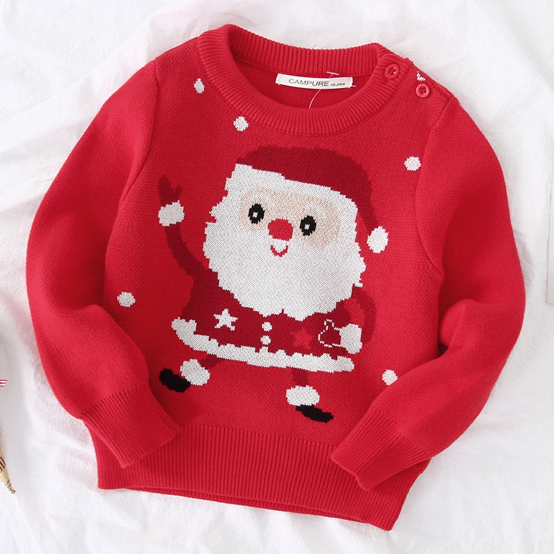 Christmas Sweaters Children Winter Warm Pullover Baby Cartoon Knitted Sweaters Autumn Kids Clothes 2-7Yrs Boy Girl Xmas Pullover