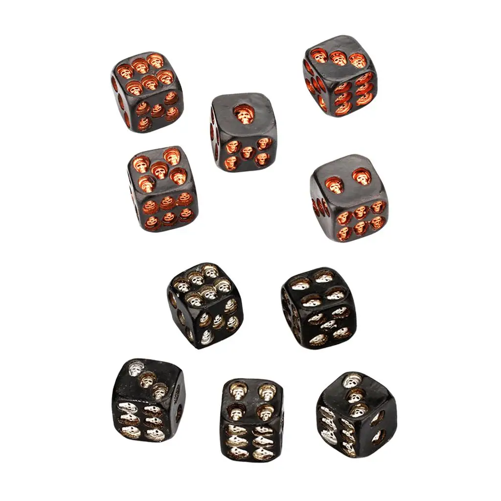 5 Pcs Carved Dices Resin Toys Entertainment Game Portable for Halloween