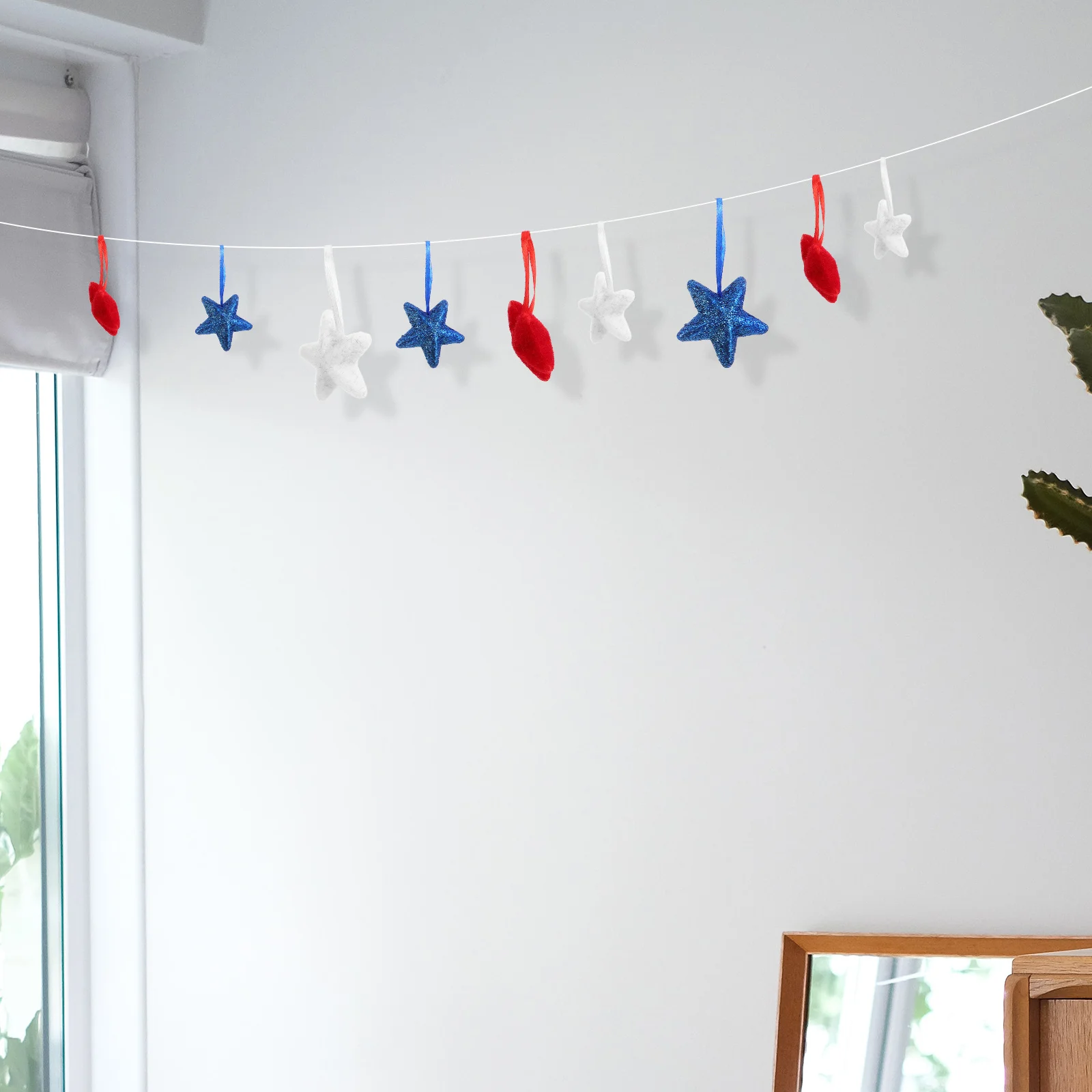 

9Pcs Independence Day Hanging Decor Five Pointed Star Pendant in Red White Blue for Patriotic Celebration Home Party Decoration