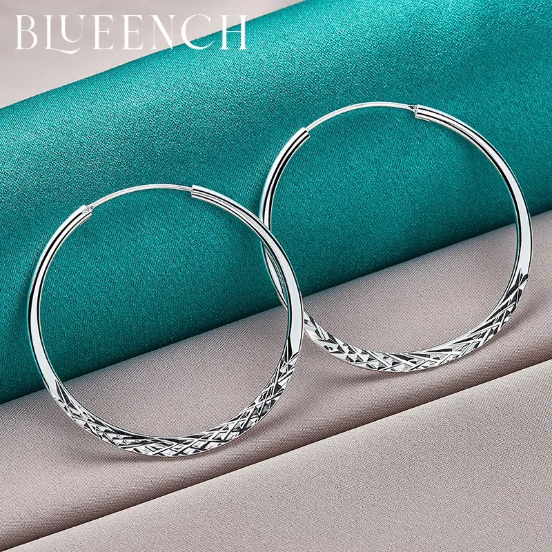 

Blueench 925 Sterling Silver Simple Geometric Hoop Earrings Women's Party Wedding Personality Trend Fashion Jewelry