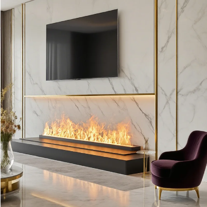 Smart 3D Water Vapor Electric Fireplace Mist Fireplace Humidifier Realistic LED Flame Recessed Linear Fireplace Home Decor