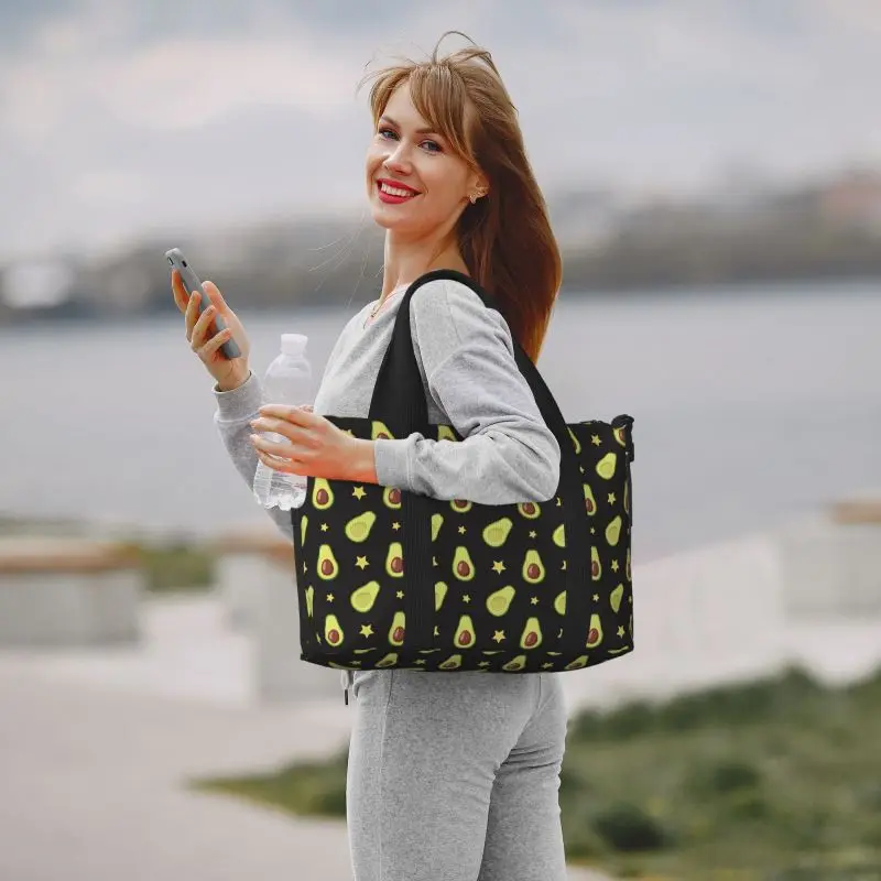 Cute Avocado Travel Duffel Bags Foldable Weekender Overnight Bag Unisex Lighweight Waterproof Travel Bags Gym Yoga Sport Bag