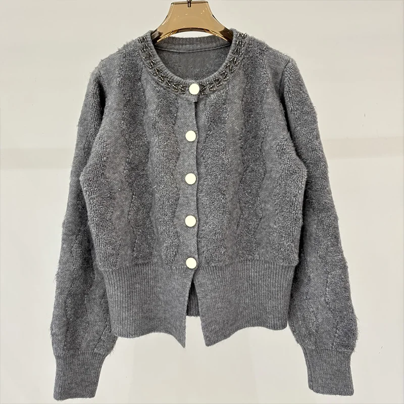 

High quality knitwear for woman, cardigan sweater, round neck, single breasted autumn women's clothing 25120622