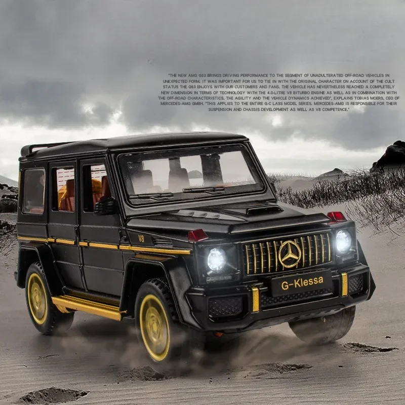 1:32 Benz G63 & Police Off Road Car Model Alloy Diecast Toys Pojazdy Dźwięk i światło Dzieci Chłopcy Prezent Kolekcjonerski wystrój domu