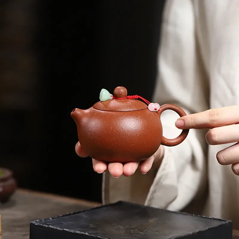 Chinese Tradition Yixing Purple Clay Teapot Handmade Xishi Tea Pot Beauty Tea Infuser Kettle Household Zisha Teaware 180ml