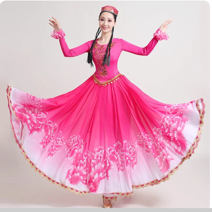 

Xinjiang dance performance costume ethnic style opening dance big swing dress art exam practice skirt
