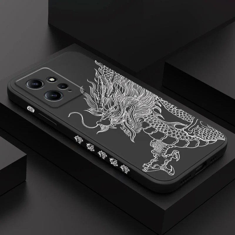 Sketchd Ragon Phone Case For Xiaomi Redmi Note 13 12 12S 11 11S 10 10T 10S 9 9S 8 7 Pro Plus 4G 5G Liquid Silicone Cover