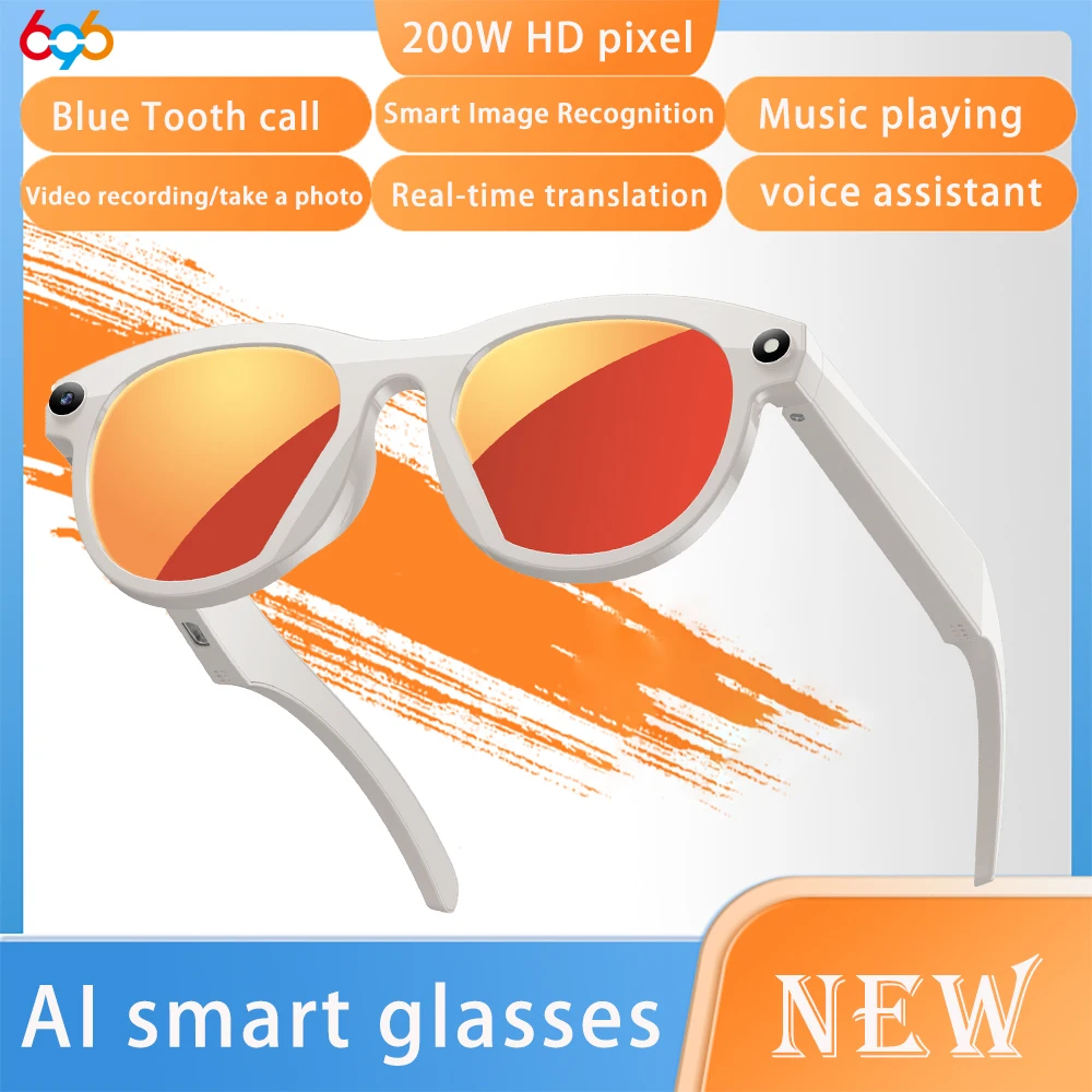 

AI Smart Glasses Real-Time Translation Photo Video Blue Tooth Call Voice Assistant 200W Camera lmage Recognition Sunglasses