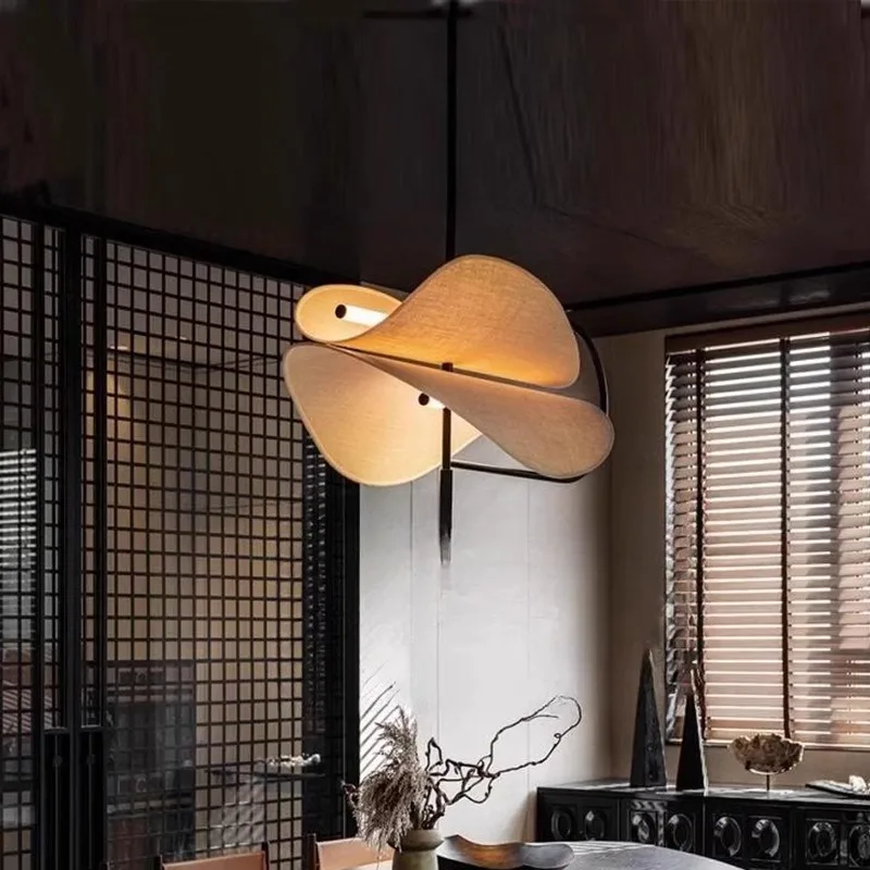 Wabi Sabi Style Cloth Pendant Lights Hotel Homestay Restaurant Fabric Creative Living Dining Room