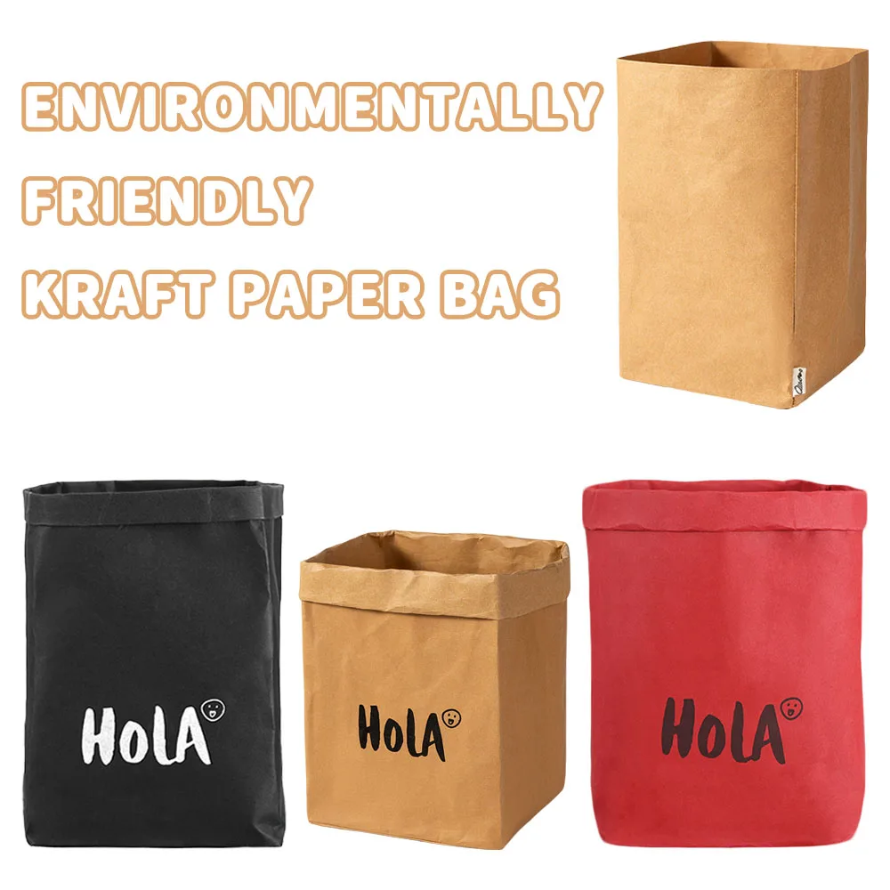 

Reusable Kraft Paper Storage Bag |Eco-Friendly Waterproof Organizer Bags for Fridge& Kitchen| Foldable Multi-Purpose Cube Basket