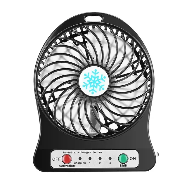 Portátil mini ventilador led refrigerador de ar a pilhas carregamento usb desktop 3 modo regulação velocidade função iluminação led