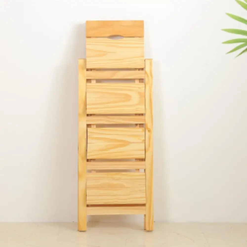 

Folding 4-Step Stool: Portable Kitchen Ladder with Shoe Storage and Anti-Slip Safety Features