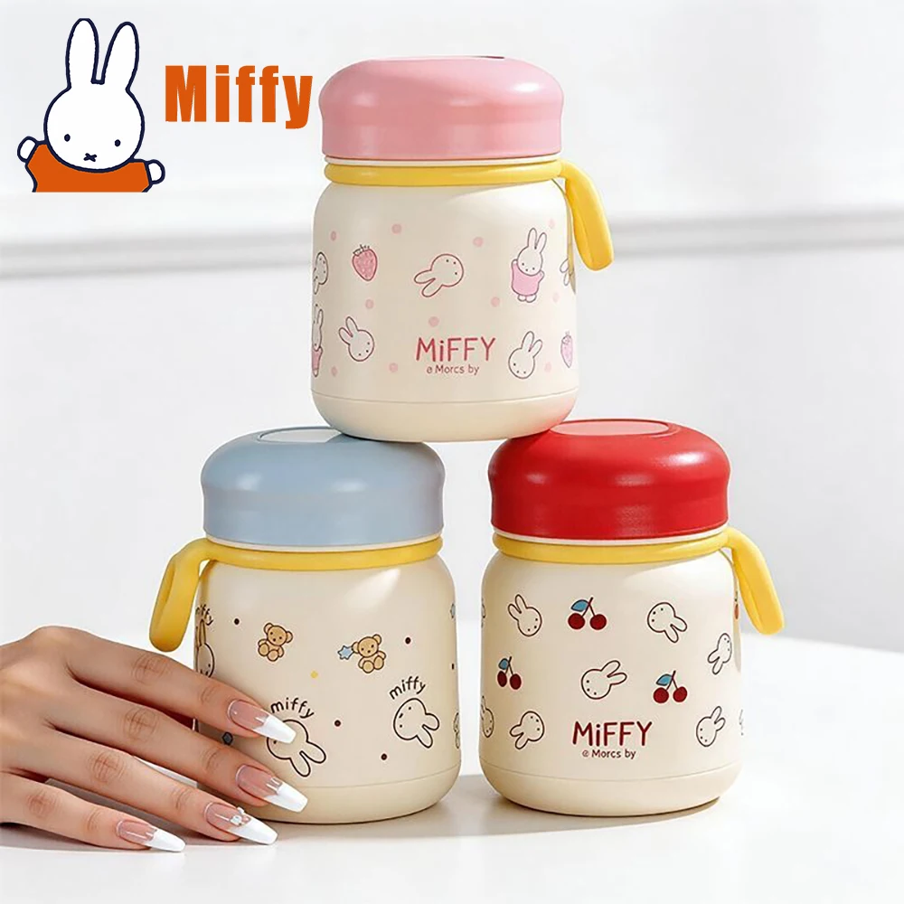 Kawaii Miffy Edelstahl Isolierter Essensbehälter Niedlicher Hasen-Thermobehälter Tragbare Suppenbecher Kinder-Frühstücksbox Mädchen-Geschenk