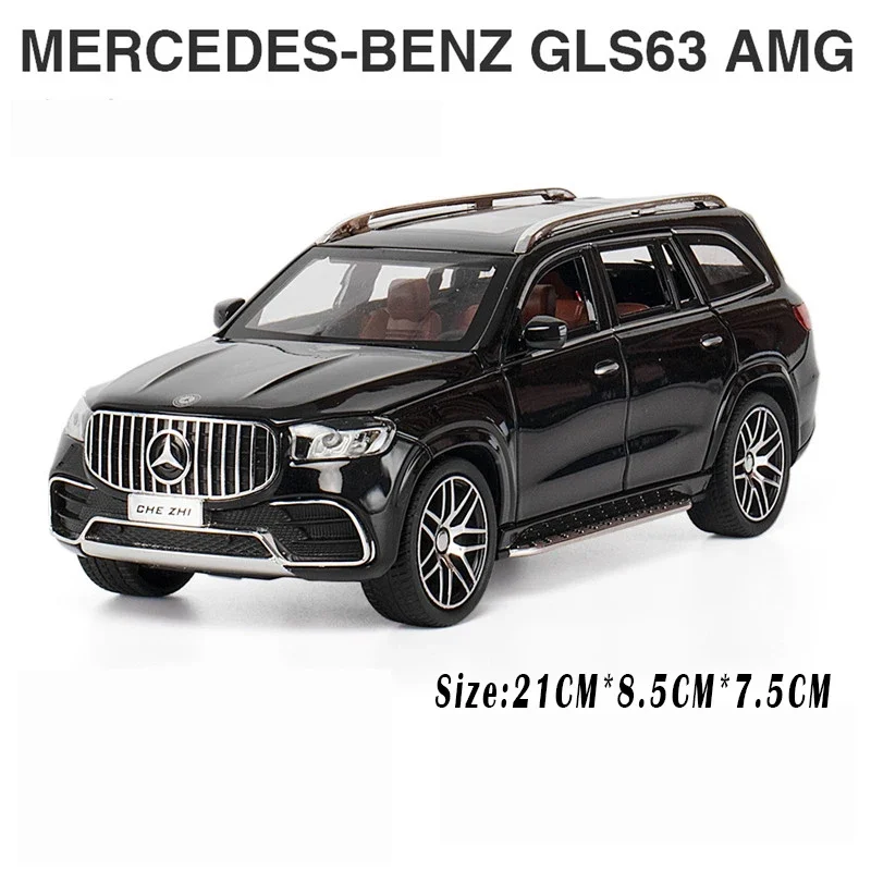 Modelo de coche de aleación Benz GLS63 AMG, juguete extraíble con sonido y luz, decoración fundida a presión para niños, regalo de Navidad, 1:24