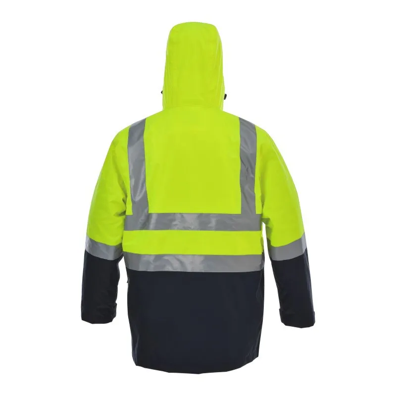 High Visibility Men's Work Reflective Winter Jacket Men's Warm Jacket with Detachable Cotton Linner Thermal Waterproof Rainproof