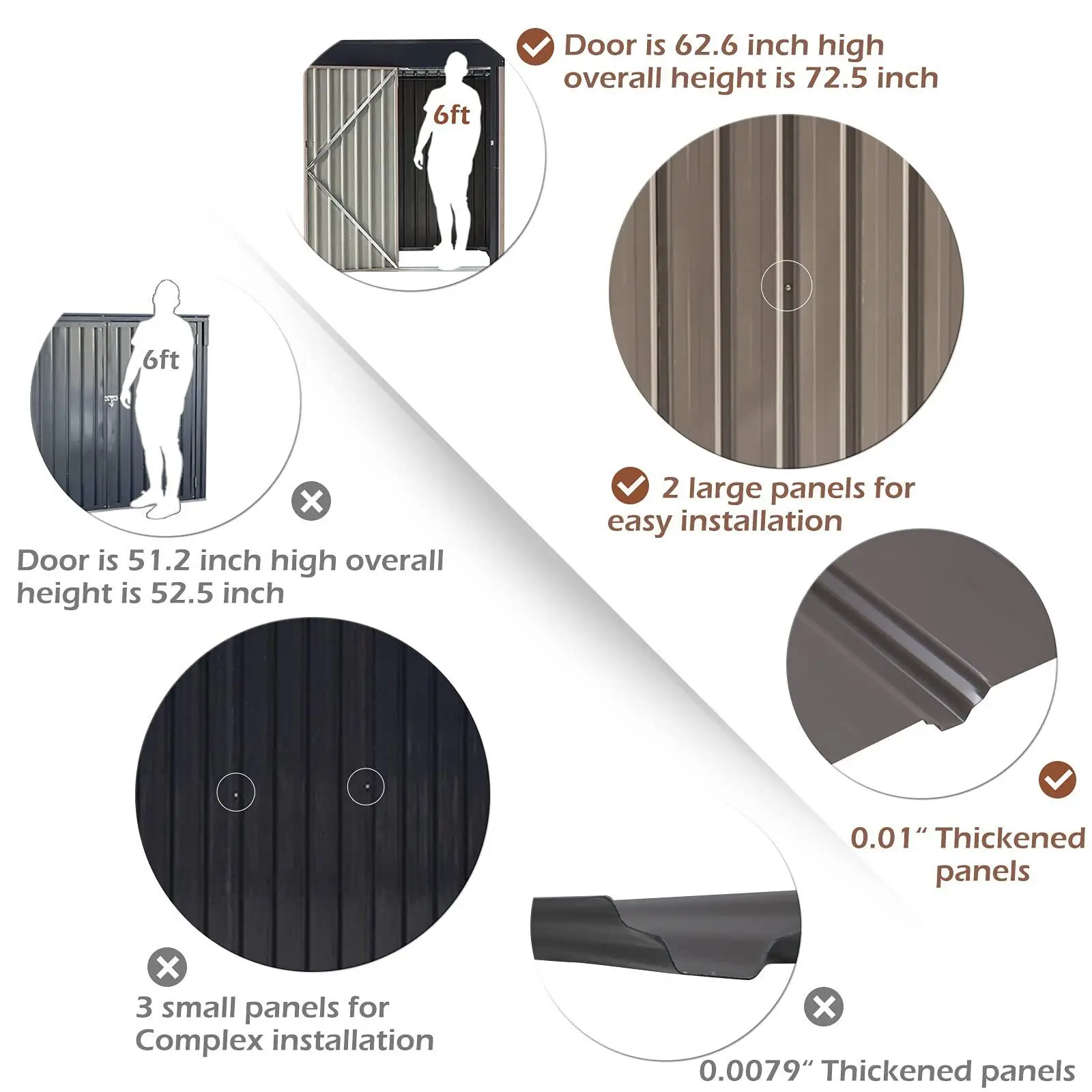 Outdoor Storage Shed, w/ Lockable Door, Utility and Tool Storage for Backyard