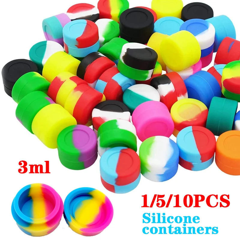 5/10Pcs 3ML Nonstick Silicone Container Non-stick Oil Wax Storage Box Silicone Jar Travel Face Cream Liquid Ointment Container