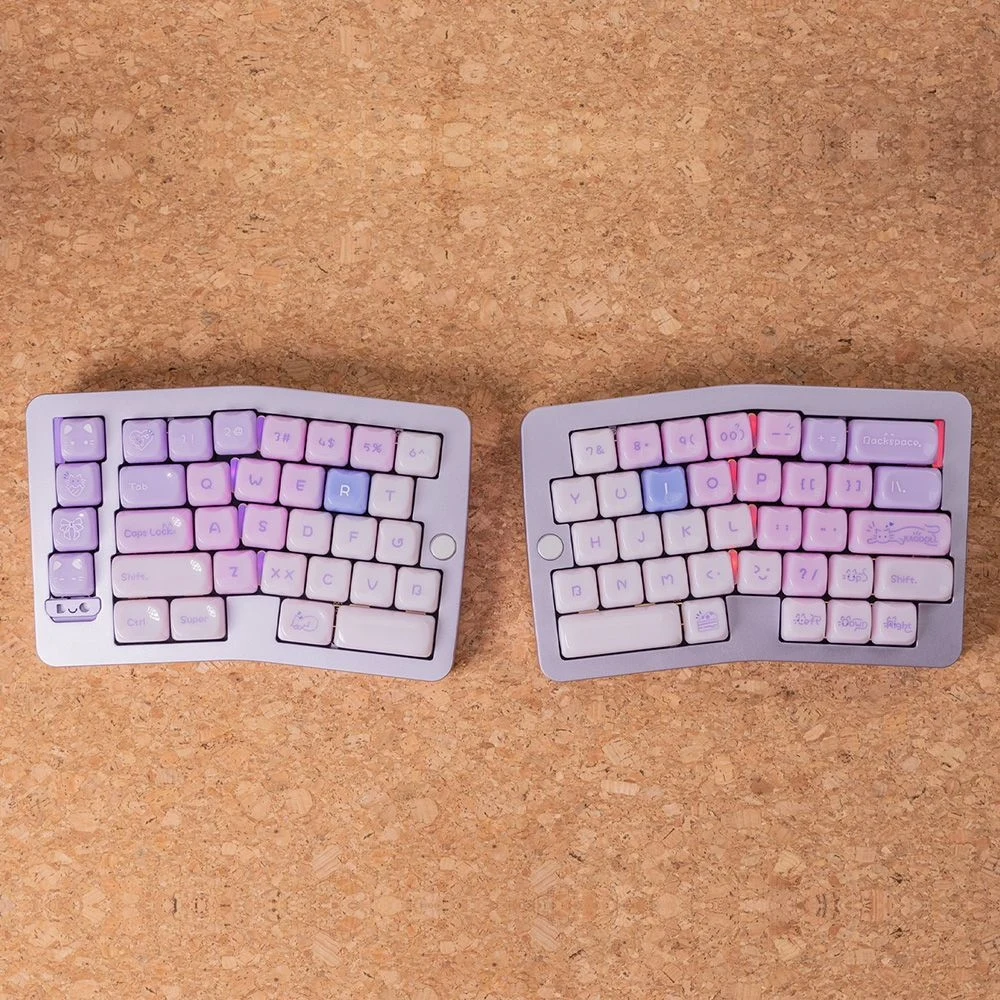 Custom Cute Pink Cat Ragdoll Cat Theme MAO Profile Keycaps, Candy Cat Unique High-End, PBT Mechanical Keyboard Keycaps Set