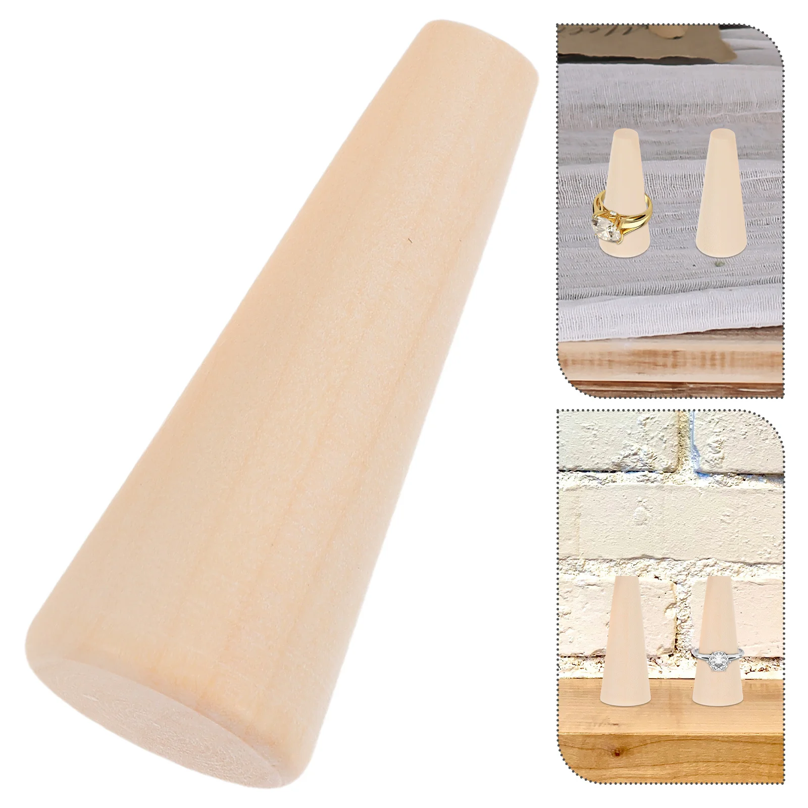 20Pcs Wooden Cone Ring Jewelry Holder Natural Wood Display Stand Organizer Cone Shape Ring Organizer for Home Store