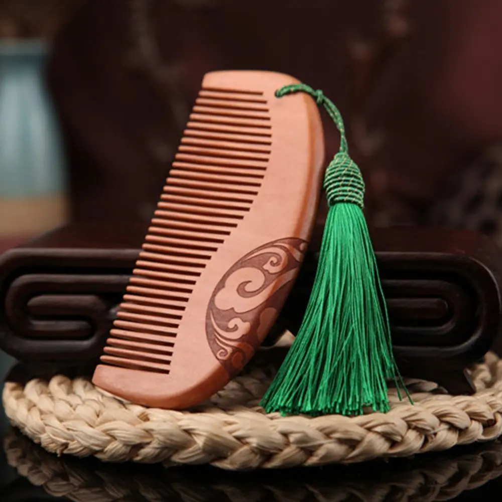 Tassel Fine with Sandalwood Peach Vintage Combs Tooth Comb Hair Wooden Massage