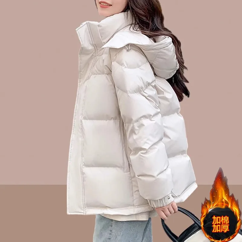 Vrouwen Koreaanse winter donskatoenen jas 2025, nieuwe meisjeskleding, dikke warme jas, modieuze temperament bovenkleding