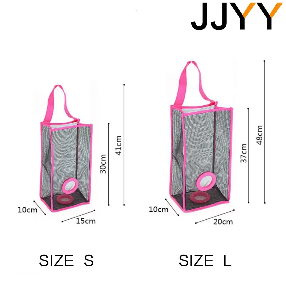 JJYY Kitchen Hanging Type Breathable Mesh Grid Garbage Bags Storage Bag Convenient Extraction Pouch Bag (S/L Optional)