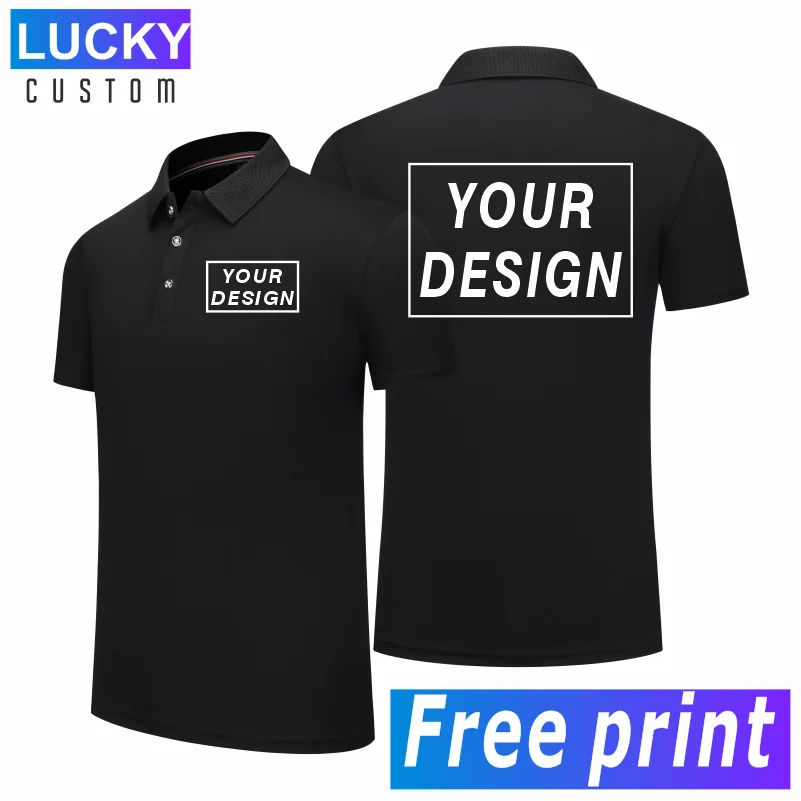 Mens Business Casual Polo Shirt Black Plain Blank Short Sleeve Shirts Custom Printing Embroidery Logo Sports Golf T Shirt For