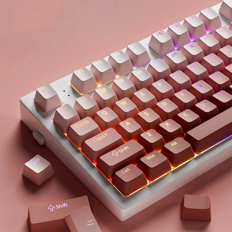 RGB-achtergrondverlichting Blush Top Print Keycaps 130 toetsen OEM-profiel Shine Through PBT Double Shot Keycaps voor MX Switches-toetsenborden