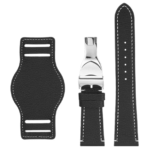 Leather Watchband Special for Tudor 1958 Black Bay M79250 M79363 M79030 Folding buckle Strap with bottom support 20mm 22mm