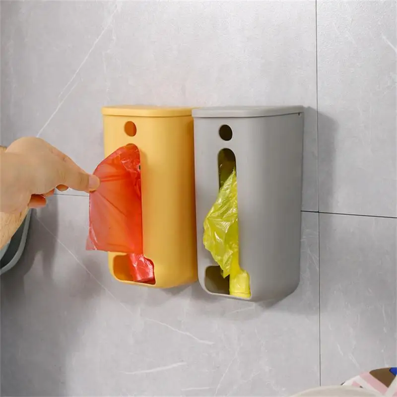 Wall Hanging Garbage Bag Storage Box Kitchen Plastic Bag Holder Organizer Bathroom Trash Bags Dispensers Kitchen Accessories