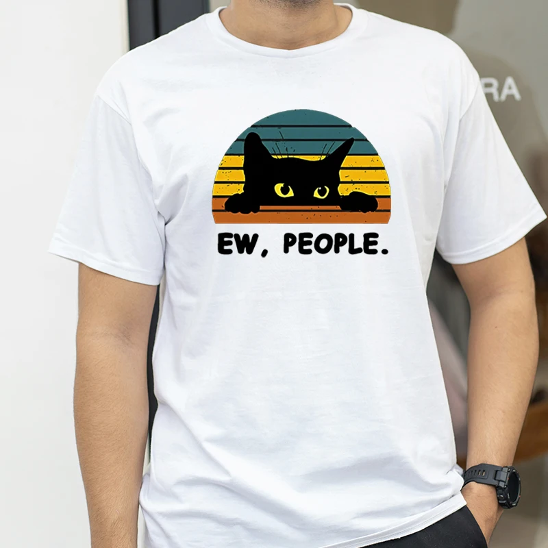 

Ew People cat Funny T-Shirt Men Hip Hop Quality Clothing Fashion Oversized Tshirts Cotton Tops Tee Loose Tshirt