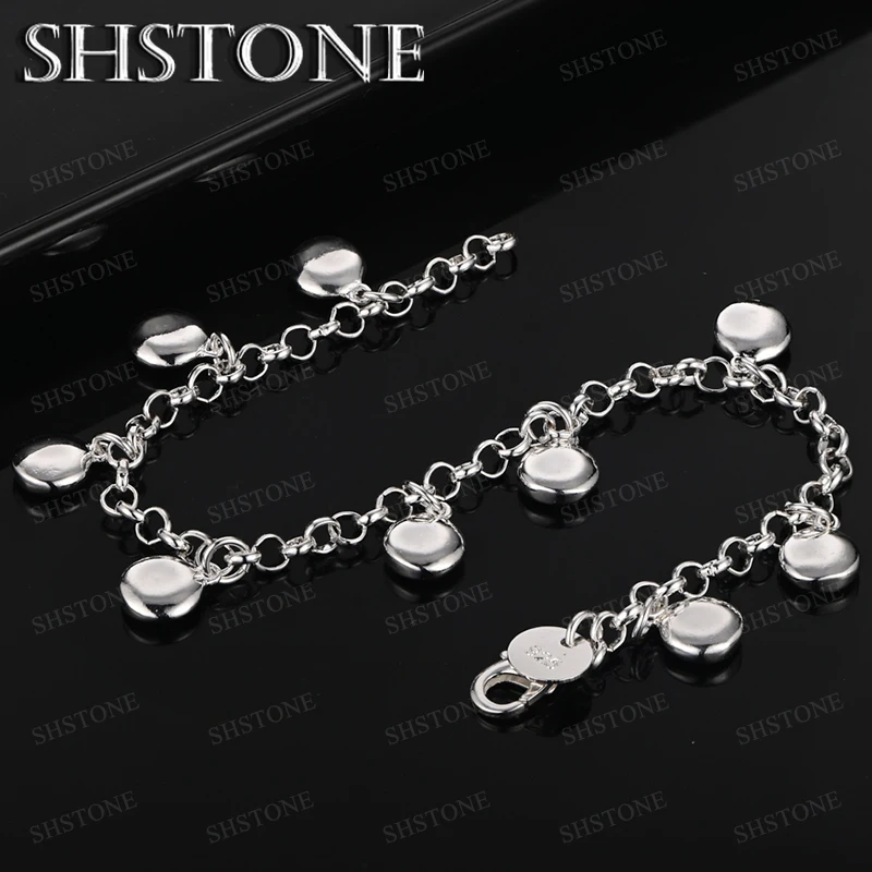 

925 Sterling Silver Bracelet Round Pendant O chain For Women Man Fashion Engagement Wedding Party Gift Jewelry Accessories