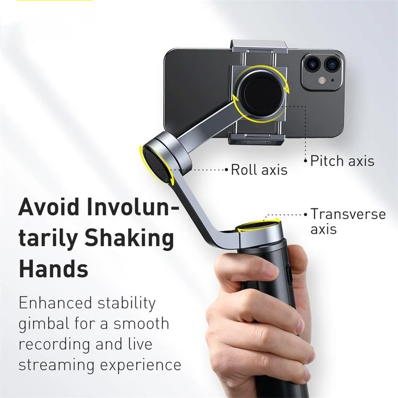 For baseus-stick stabilizer portable bluetooth, 3 axis, folding, selfie, iphone 12, samsung, huawei, xiaomi, phone