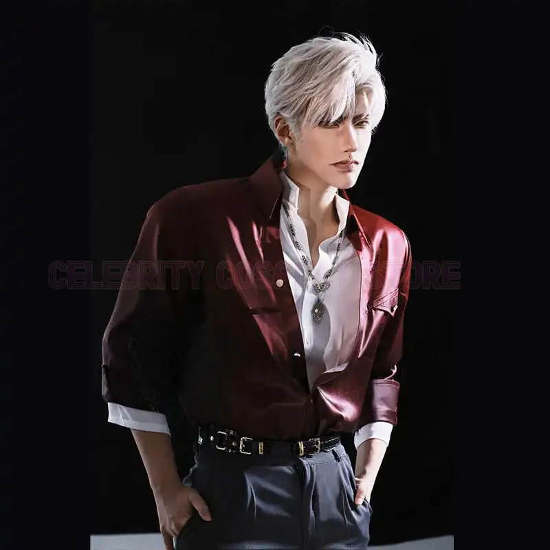 New Game Love and Deepspace Sylus Cosplay Costume Men Women Red Shirt Pants Suit Uniform Carnival Halloween Party Clothes Outfit