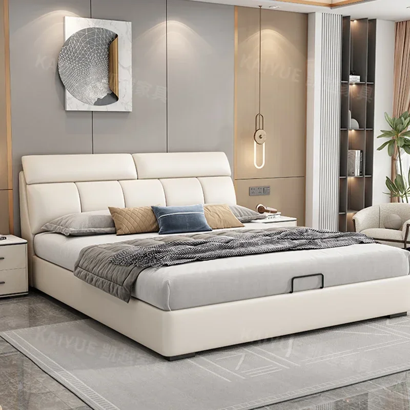 Design Wooden Bed Modern Massage Luxury Headboards Leather Sleeping Princess Bed Comfortable Beliche Lounge Suite Furniture