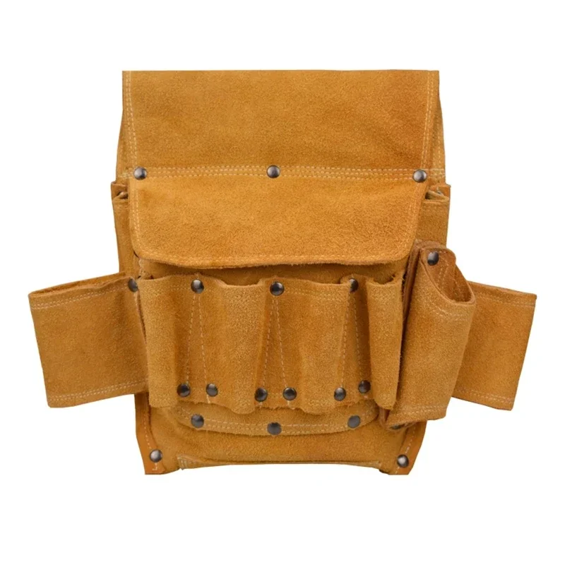 

Multipurpose Tool Waist Bag Wearable Thickened Cowhide Hardware Tool Storage Toolkit Suede Leather Professional Waist Work Pouch